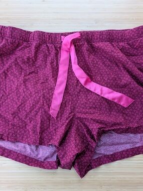 Old Navy Magenta Floral Sleep Shorts with Pink Tie Waist